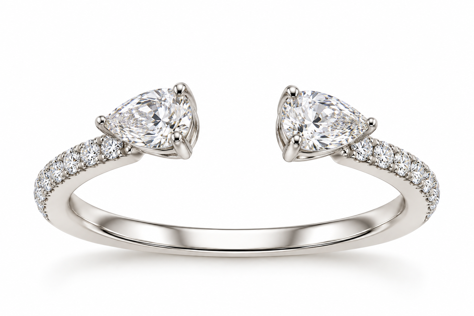 0.68 Carat Pear Cut Two Stone Enhancer Band